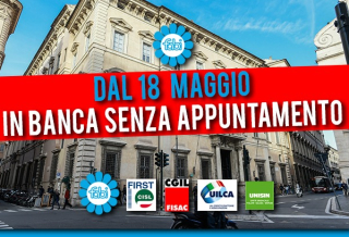 DA LUNEDÌ 18 MAGGIO SI TORNA IN BANCA SENZA APPUNTAMENTO