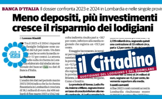 MENO DEPOSITI, PIÙ INVESTIMENTI: CRESCONO LE RISERVE DEI LODIGIANI