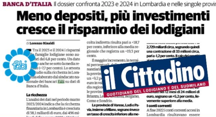 MENO DEPOSITI, PIÙ INVESTIMENTI: CRESCONO LE RISERVE DEI LODIGIANI